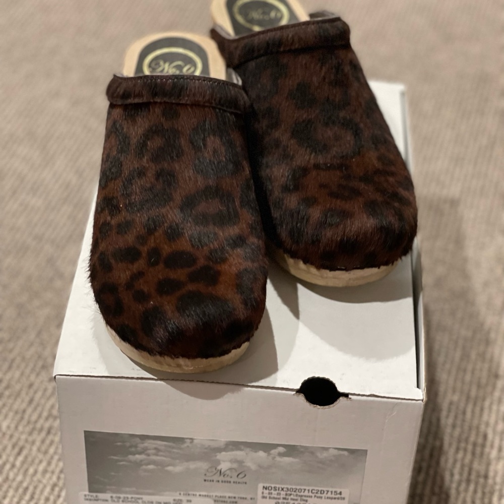 No.6 Clogs Camo Leopard Pony